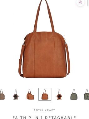 ANTIK KRAFT Faith 2-in-1 Detachable Shoulder Tote in Cognac Brown